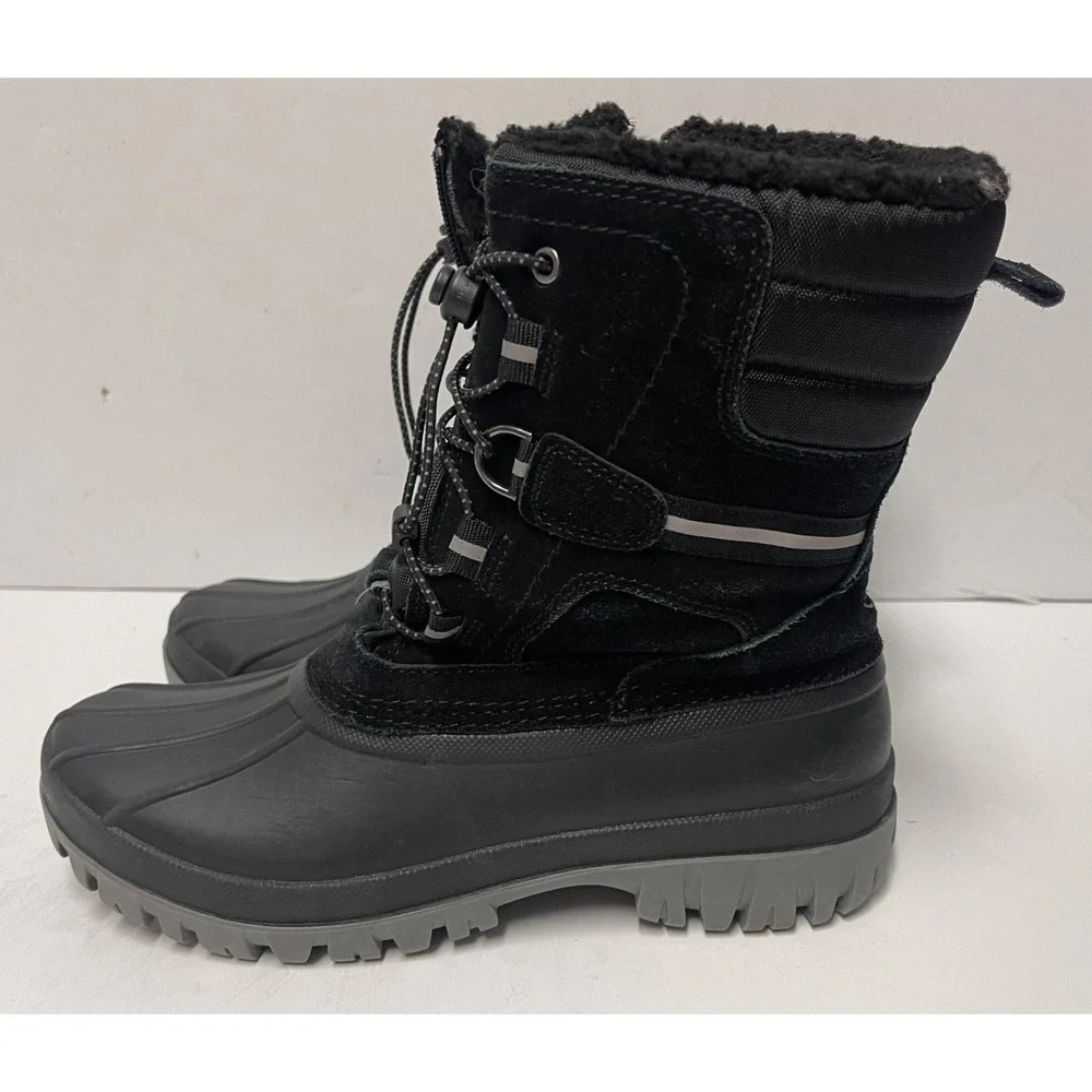 Lands End Youth size 5 Kids Lace Up Black Snow Waterproof Duck Boots‎